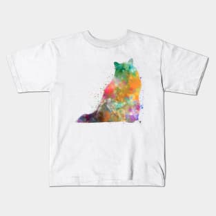 Turkish Angora cat in watercolor Kids T-Shirt